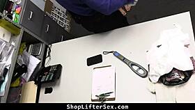 Naughty teen shoplifter rides mall guard's cock to escape punishment