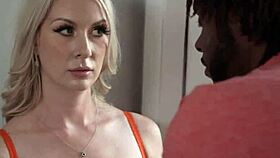 Sydney Paige Devours Jay Bangher's Thick Black Monster Cock Doorway Deepthroat