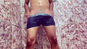 novinho teases huge cock bulge under underwear wet orgasm