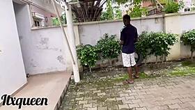 dominant gardener with giant african cock ravages submissive woman doggystyle in lush garden