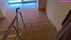 neighbor slut risks public toilet fuck did we get caught redhead style