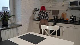 punk redhead in french pantyhose teases steamy kitchen pounding