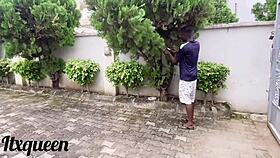 dominant gardener with giant african cock ravages submissive woman doggystyle in lush garden