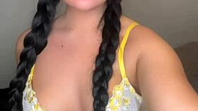 A horny british brunette college student squirts hard in solo webcam toy masturbation orgasm pov