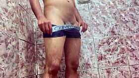 novinho teases huge cock bulge under underwear wet orgasm