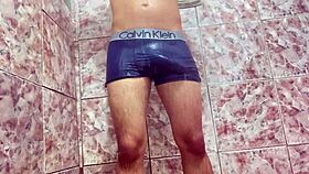 novinho teases huge cock bulge under underwear wet orgasm