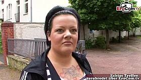 yo, convinced this chubby german bbw for street casting fuck