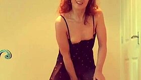 Tiny British milf Lilithalgol in bodystocking heels gapes pussy to standing orgasm bliss