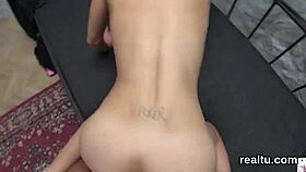 Adorable czech teen 18+ie strips in shop, clothes ripped, seduced for hardcore pov banging