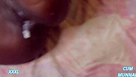 cum deep inside warm shaved ebony teen pussy close-up pov