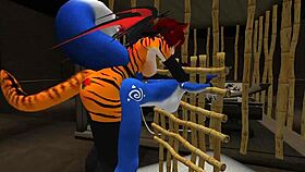 blue vixen furry shemale gets bdsm fucked properly in latex cartoon