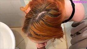 neighbor slut risks public toilet fuck did we get caught redhead style