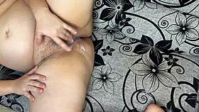 chubby wife fingers cum-dripping pussy post-cheat creampie