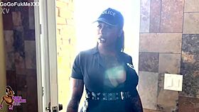 Ebony Cosplay Police Fuck with Big Black Cock Creampie
