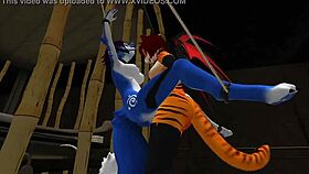 blue vixen furry shemale gets bdsm fucked properly in latex cartoon