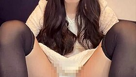 cute crossdressing ladyboy in mini dress masturbates quietly