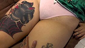 chubby latina cameltoe slut shows swollen pussy up close