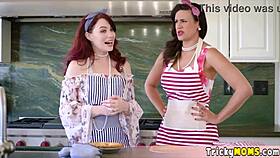 Busty milfs turn cooking show into creampie feast in the kitchen!
