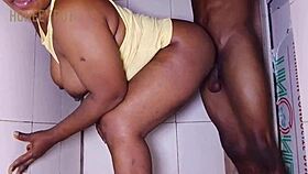 Curvy Ebony Pounded by Monster Cock in Bathroom