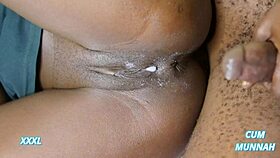 cum deep inside warm shaved ebony teen pussy close-up pov