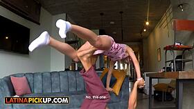 Suggestive Skinny Latina Bunny Teases Trainer Cock