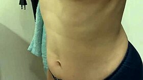 Japanese Wife's Nipples Harden from Post-Bath Lick and Finger Stroke