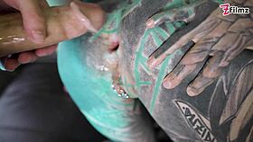 Think this tattooed petite can handle monster cock everywhere?