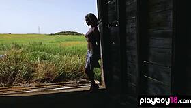 check out this busty blonde milf jenessa dawn nude sunbathing in wheat field
