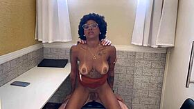 i paid the skinny black secretary with my huge white cock creampie