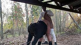 big tits milf moans loud outdoor public fucking huge black cock creampie
