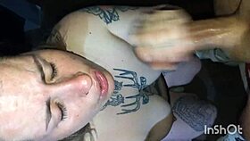 fat blonde slut throats cock hard and begs for eye cumshots