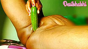 Desi wife fingers pussy fucks cucumber deep hardcore orgasm moans