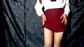 horny mexican babe masturbates publicly after school