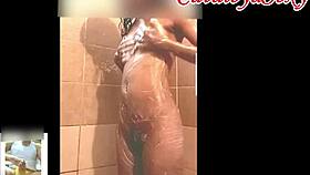 Hot Latina Legs Spread in Shower Masturbation Videocall Part 1!