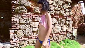i strip tease my skinny body flashing pussy on public beach