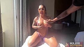 busty thick milf monica santhiago bends for rome major's deep ass pounding and wet pussy ride