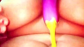 asian babe fucks herself with brinjal in horny homemade pov😍
