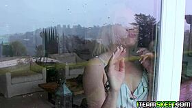 katie's young pussy drips as bella licks it relentlessly getting wetter