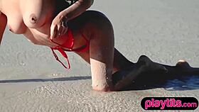 oh gosh petite asian milf me an ukrainian brunette babe strippin on beach