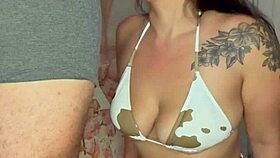 Asian slut kneels for brutal sloppy deepthroat gagging