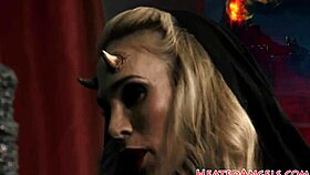 devilish alternative beauty with tattoos rides in goth cowgirl scene