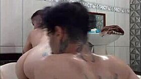 Steamy bathtub sex builds tension with cum in mouth splash 💦🛁