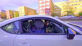 i flash my ass in this taxi, fingering wildly with dildo on dare