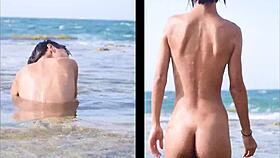 i strip tease my skinny body flashing pussy on public beach