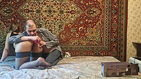 russian amateur slut gapes asshole wide with huge anal dildo solo play