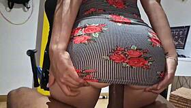 wild rough anal pounding my busty milf in short dresses alone at home