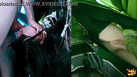 stellar blade eve delivers deepthroat and facial at glory hole cosplay