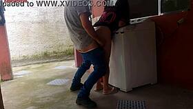 Housewife seduces repairman using her curves for machine fix