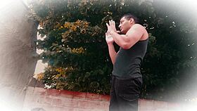 Muscular kickboxer rips pants for hot masturbation tease?