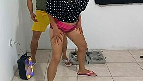 milf sneaks into gym hunk's place after aerobics watch, flirts for hardcore doggystyle bang